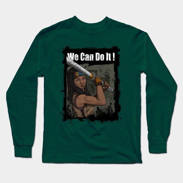 Michonne: We Can Do It! Long Sleeve T-Shirt by FuManChu